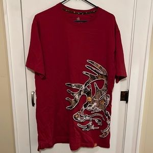 Red Graphic Deer Print T-Shirt